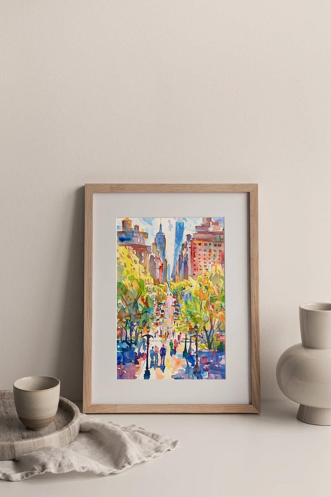 Washington Square New York City Autumn Street Watercolor Poster - Image 2