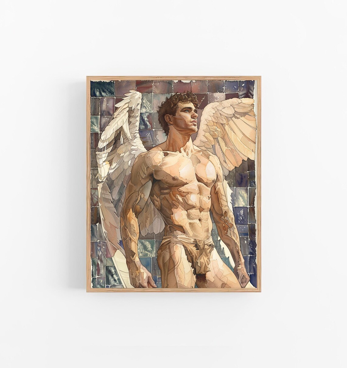 Gay Angel Watercolor Male Body Art Print