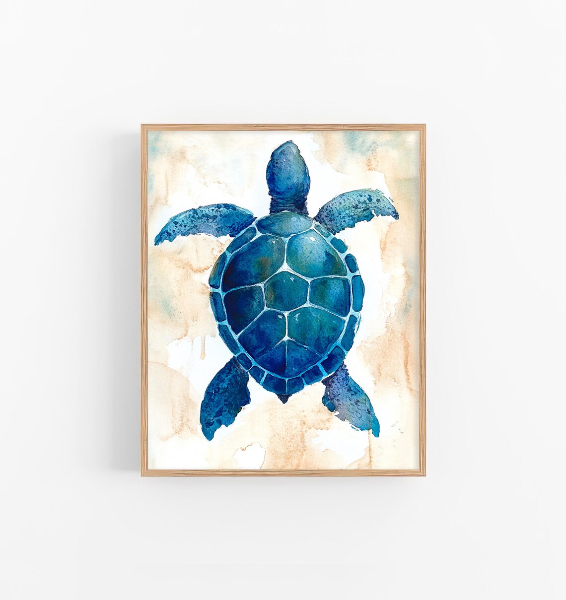 Sea Turtle Watercolor Blue Ocean Wildlife Large Wall Decor Art Poster