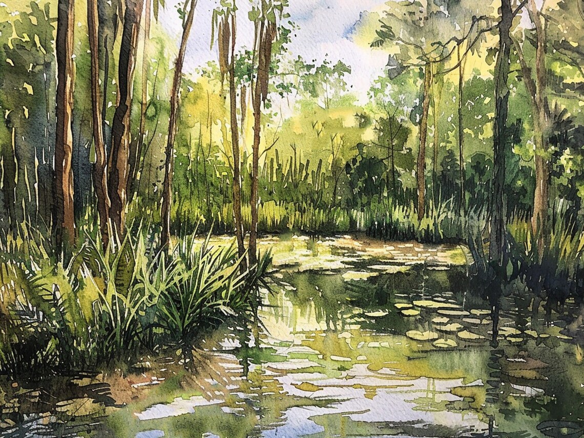 Everglades National Park Watercolor Travel Poster