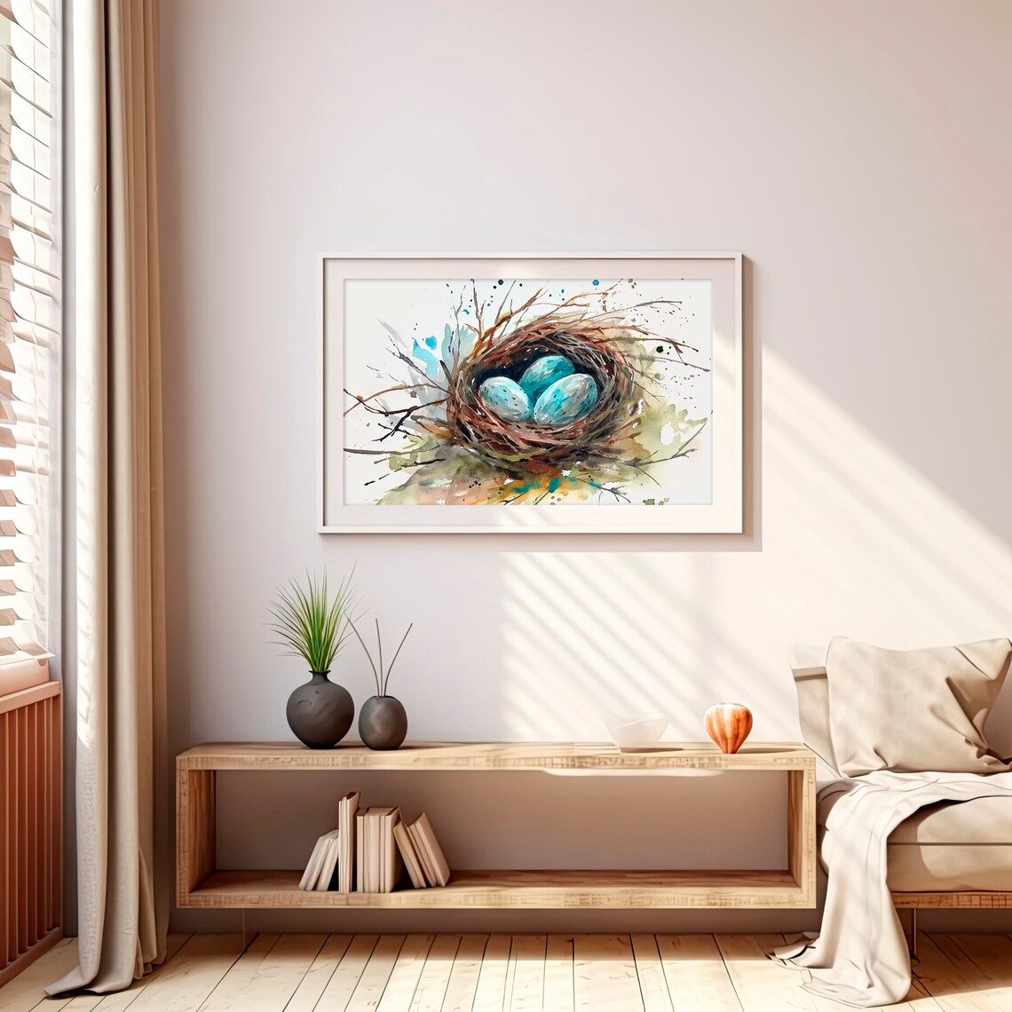 Nest Watercolor Art Print, Easter Eggs Poster - Image 5