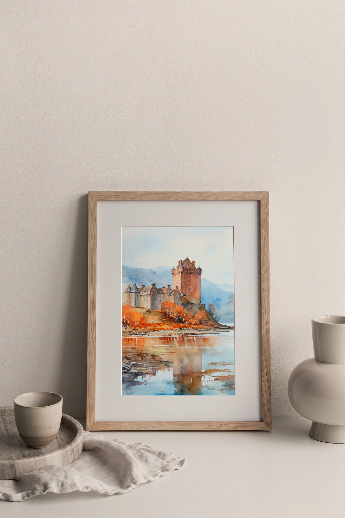 Eilean Donan Castle Scotland Loch Highland Watercolor Art Poster - Image 2