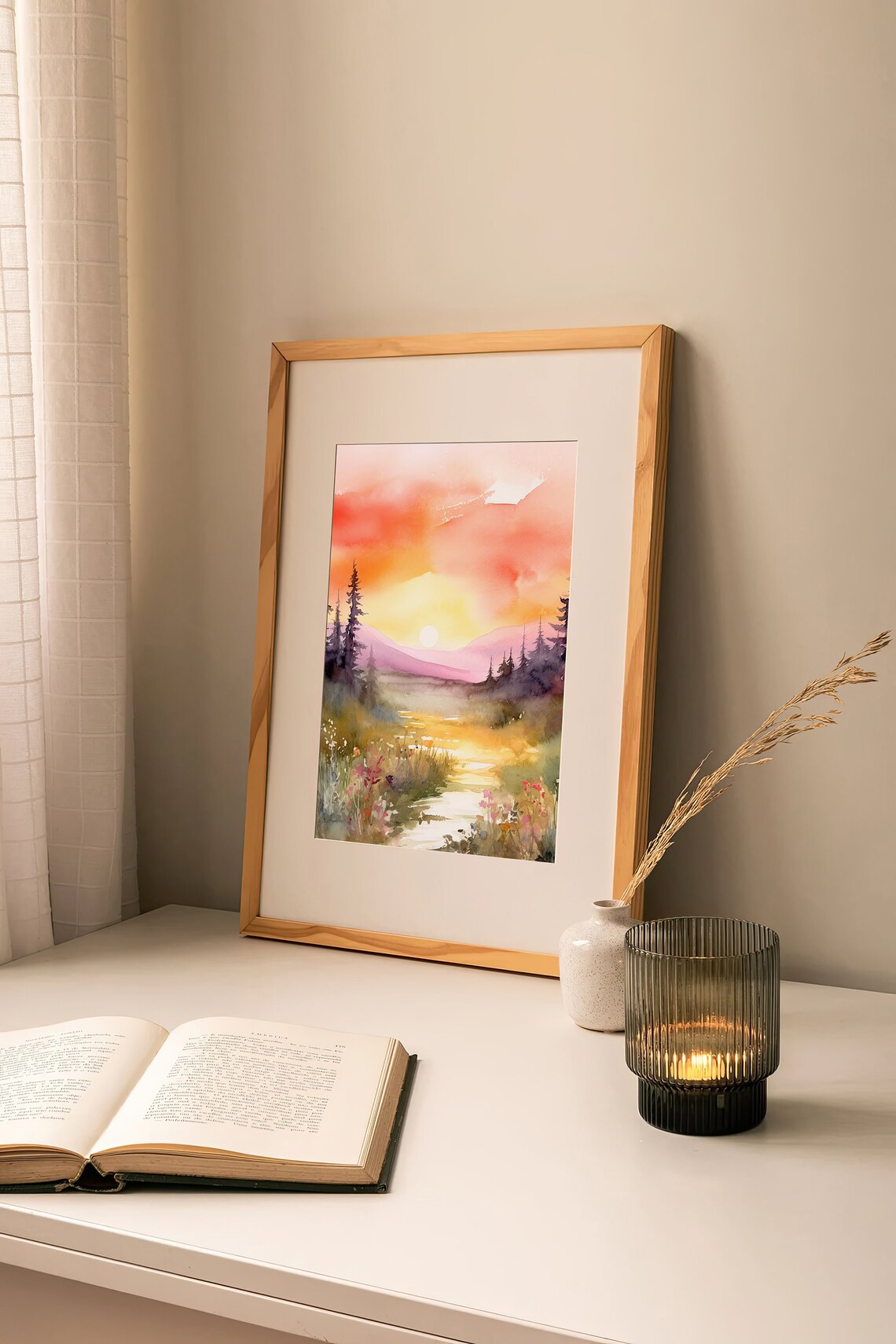 Boulder Mountains Watercolor Art Print, Idaho Sunset - Image 2