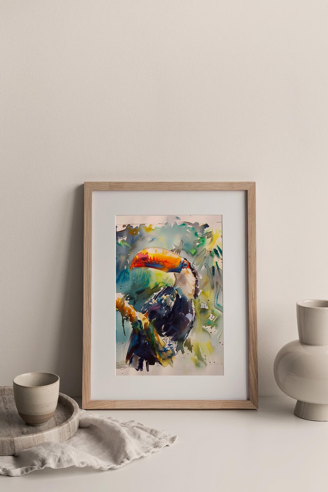 Tropical Toco Toucan Bird Expressive Watercolor Wildlife Poster - Image 3