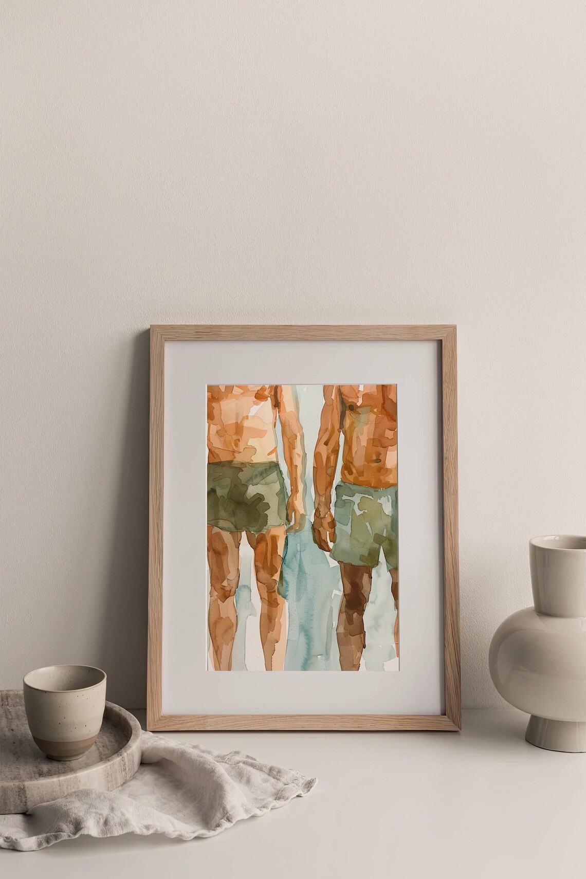 Male Bodies Watercolor Art Print, Friendship Wall Art - Image 3