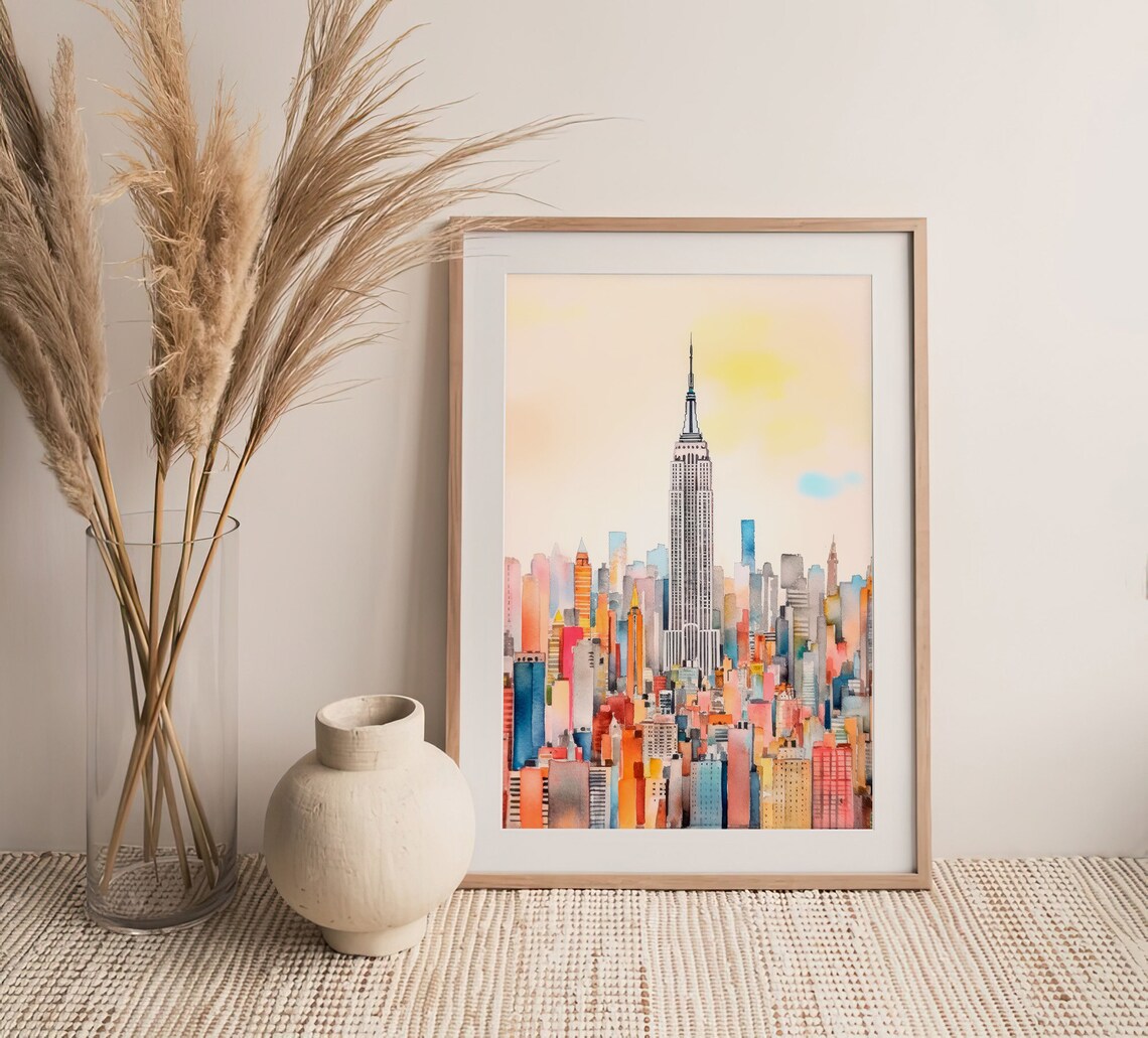 New York City Watercolor Art Print, Skyline - Image 4