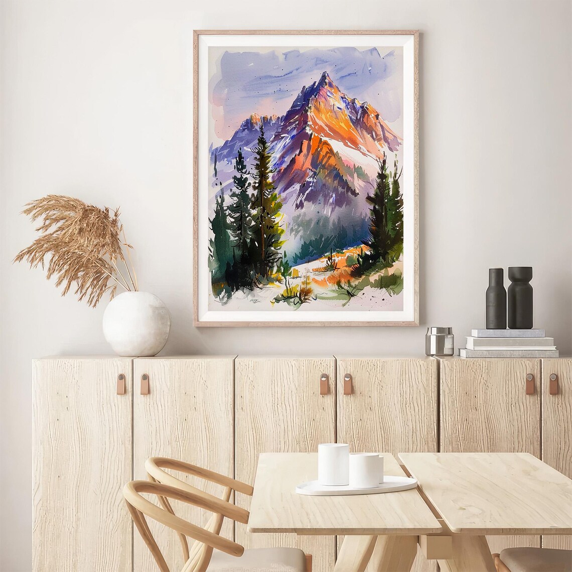 Rocky Mountains Watercolor Pine Trees Art Print - Image 5