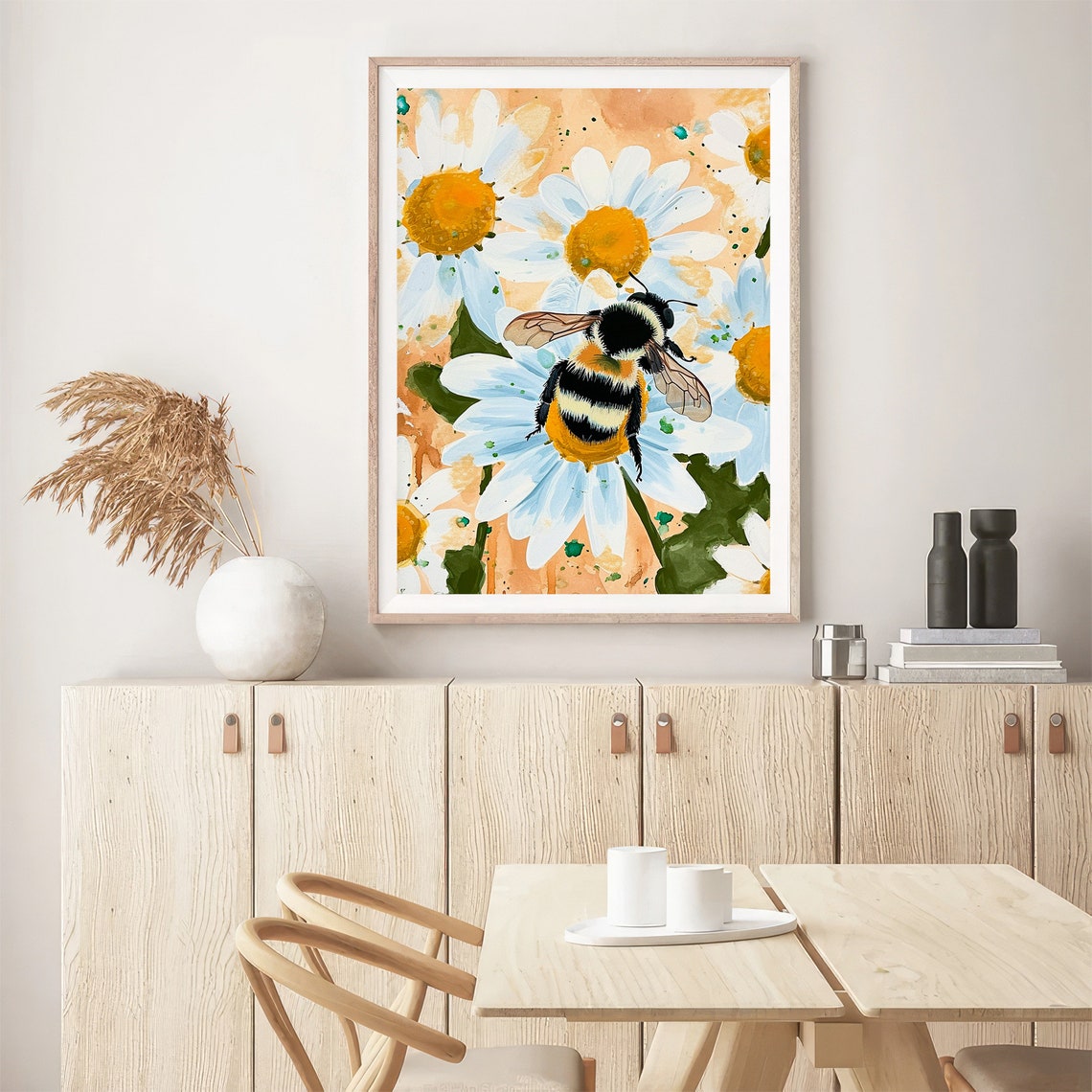 Bumblebee On White Daisies Watercolor Pollinator Garden Poster - Image 5