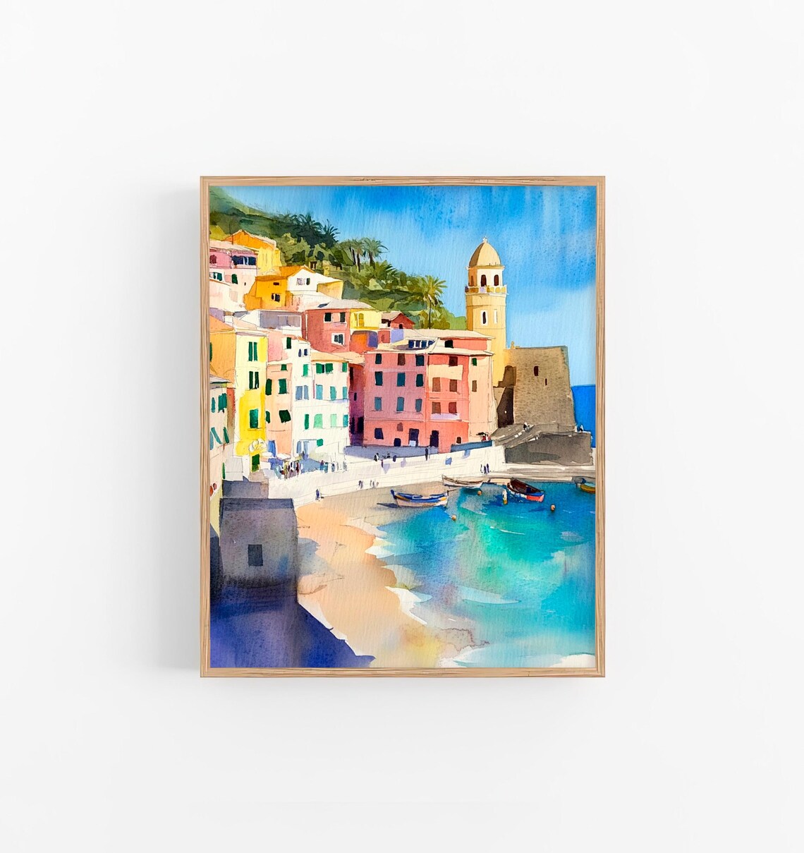 Vernazza Watercolor Art Print Cinque Terre Watercolor Painting Italian Cityscape Artwork Travel Art Print By Feelingprints