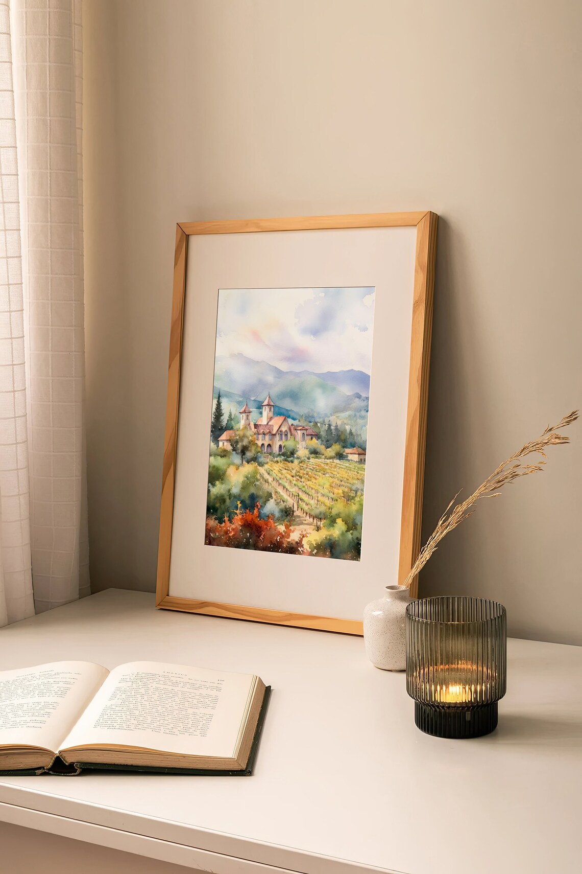 Napa Valley Vineyard Winery Estate Watercolor California Poster - Image 2