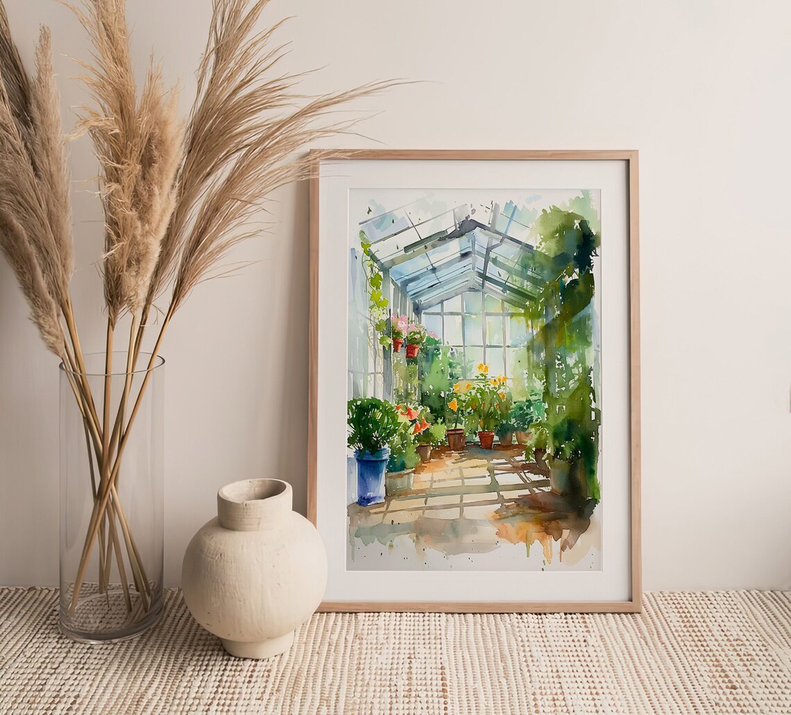 Greenhouse Painting Botanical Watercolor Art Print - Image 4