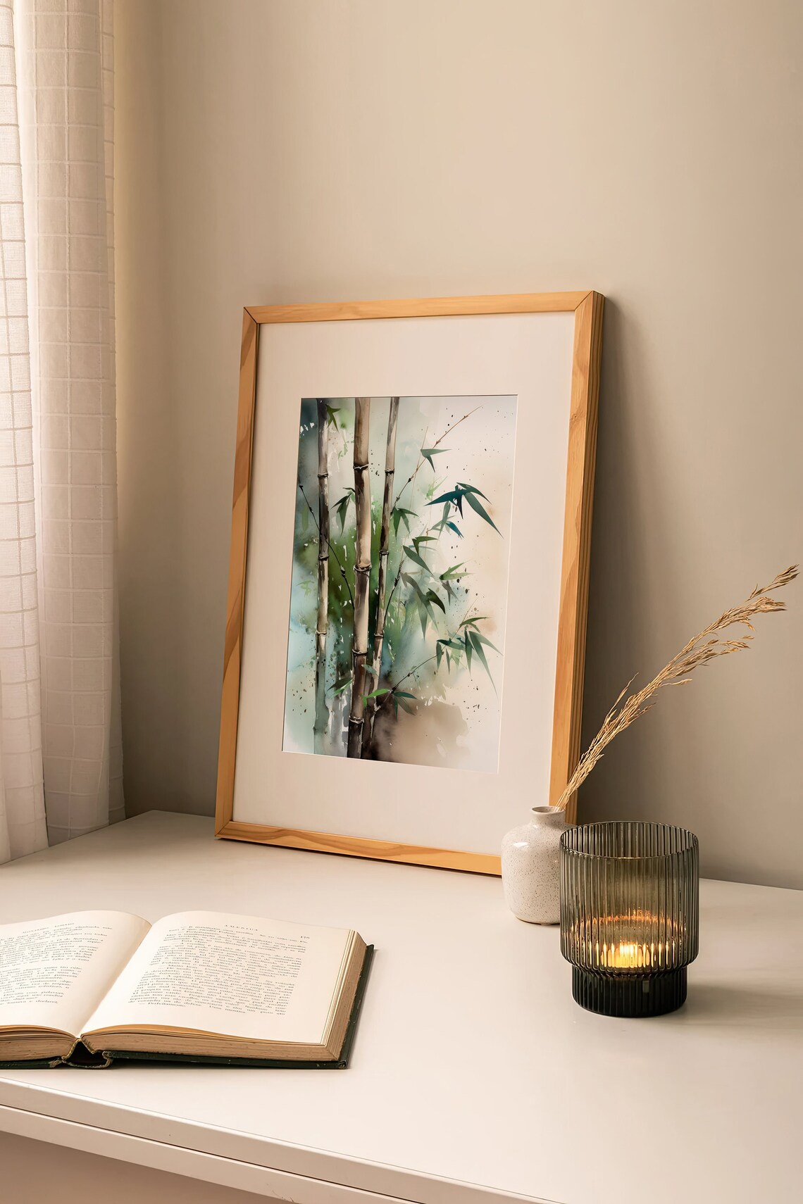 Bamboo Watercolor Art Print, Minimalist Tree Decor - Image 4