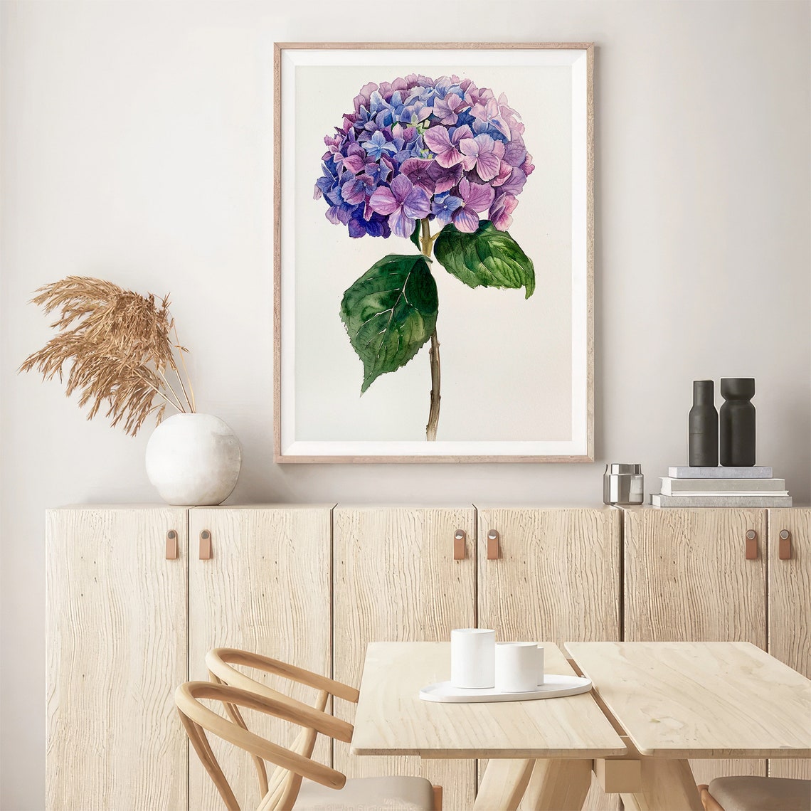 Hydrangea Watercolor Purple Blue Bloom Botanical Single Stem Poster - Image 5
