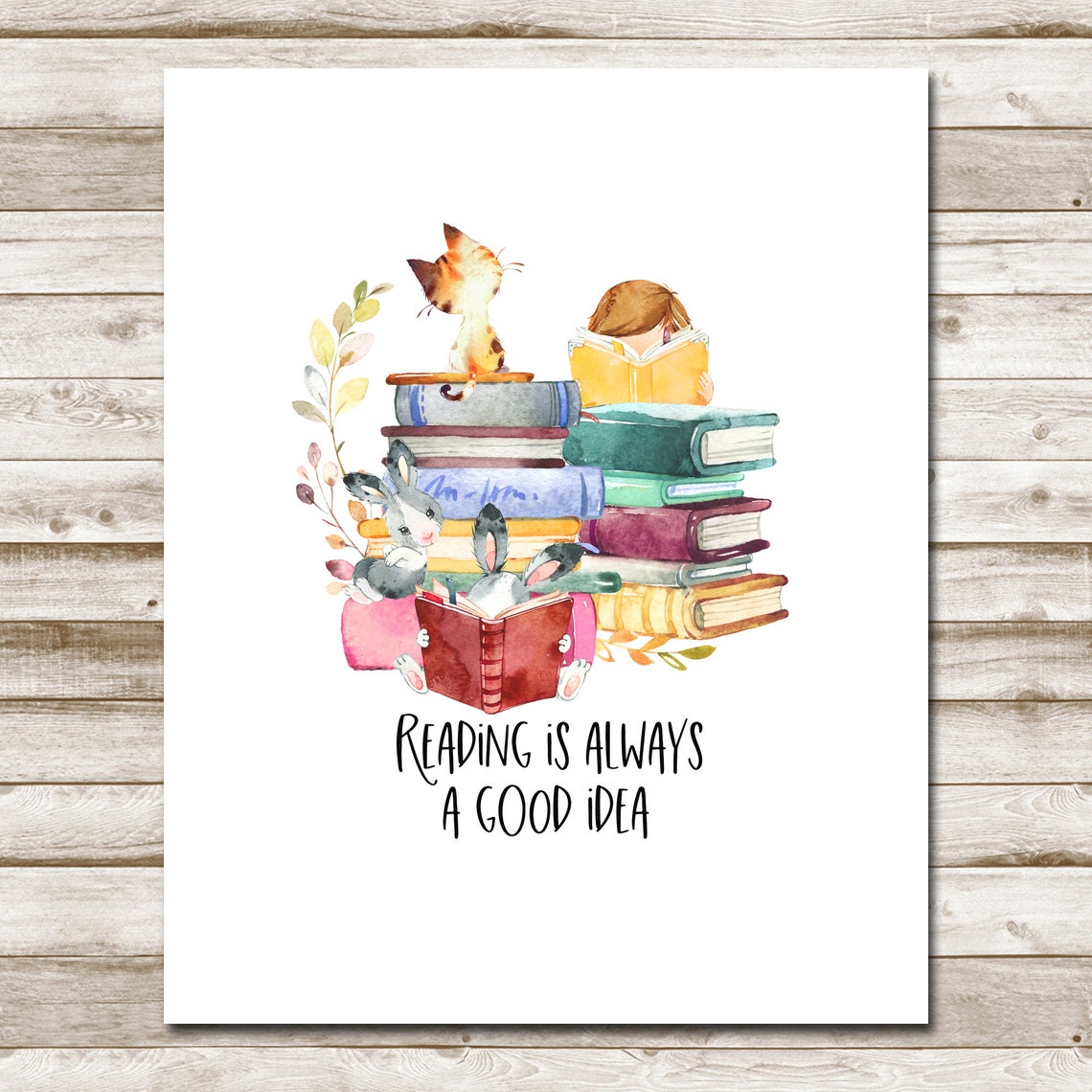 Reading Is Always A Good Idea Book Lover Nursery Library Poster - Image 4