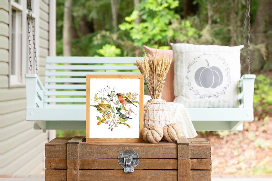 Spring Songbirds Chaffinch And Blue Tit Floral Watercolor Poster - Image 4