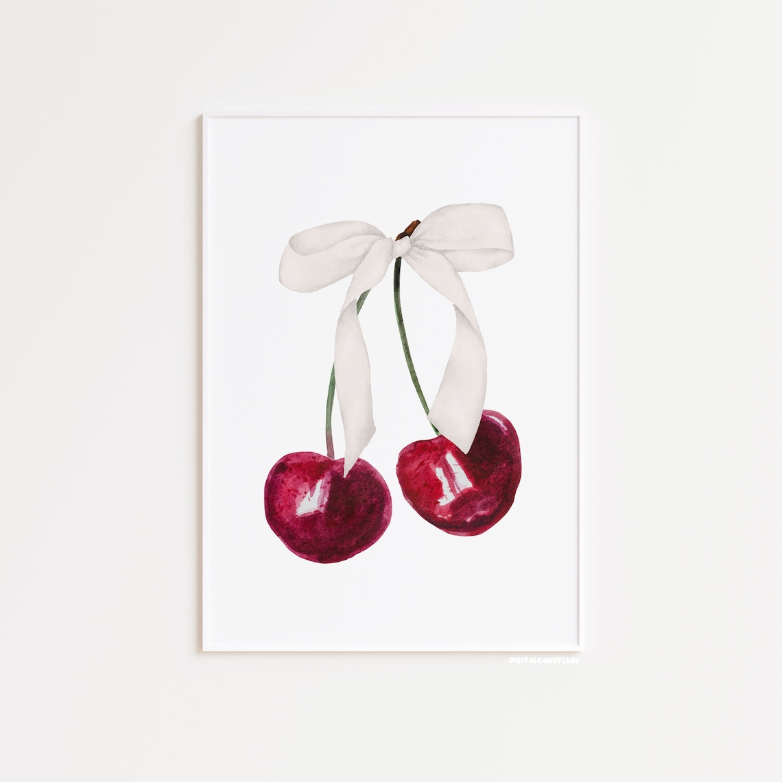 Cherry Bow Poster, Coquette Apartment Decor Art Print