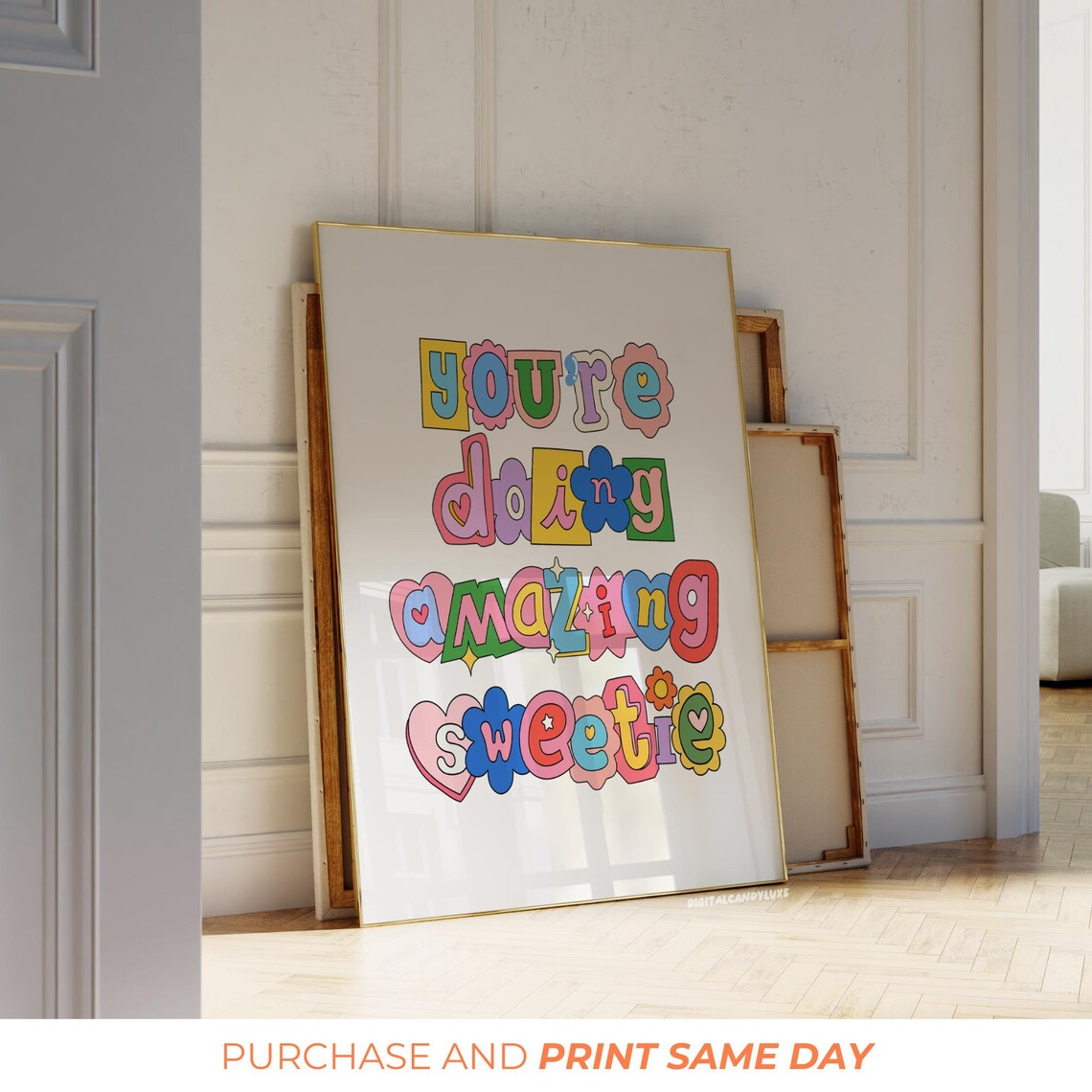 You're Doing Amazing Sweetie Colorful Retro Lettering Poster - Image 3