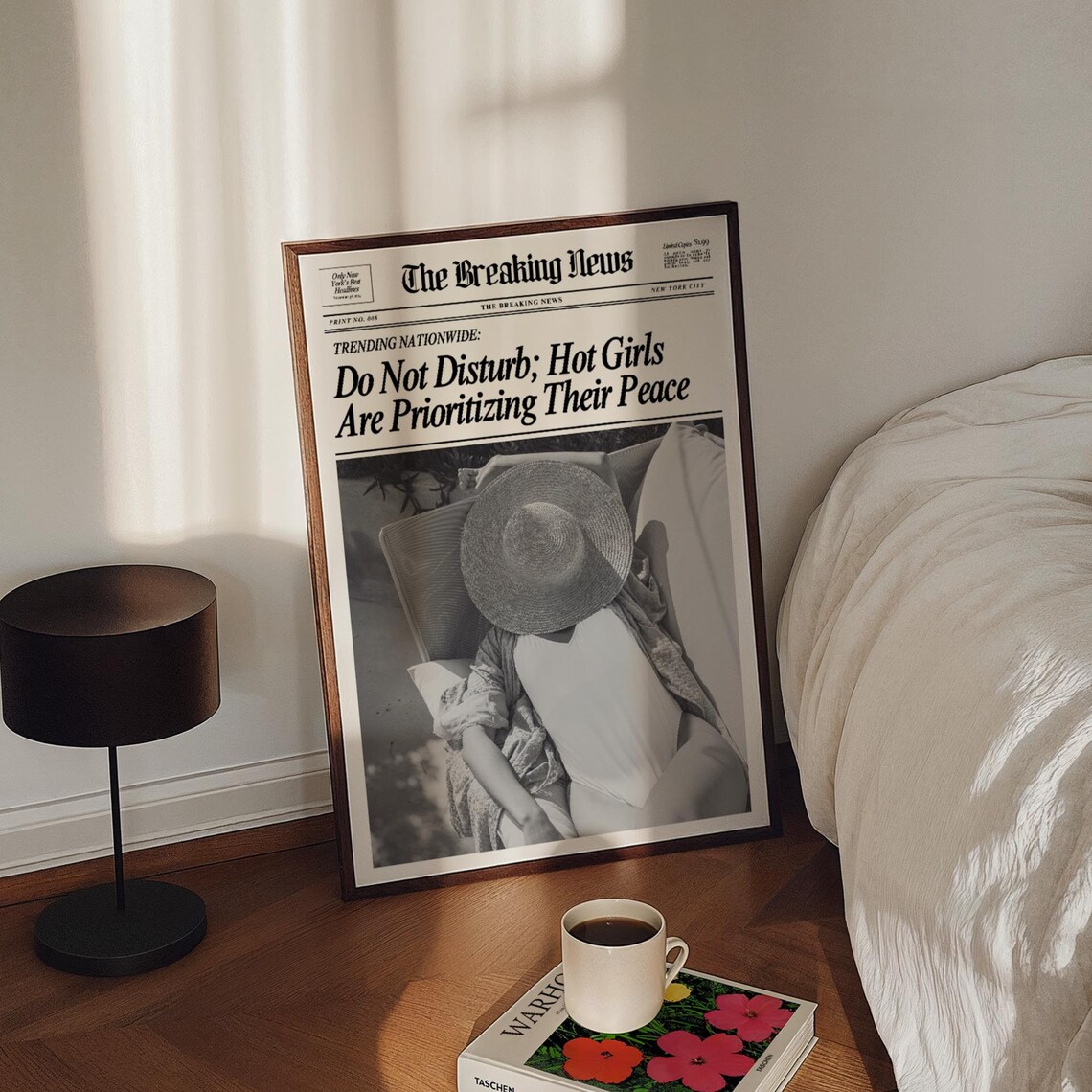 Newspaper Prints Retro Black and White Art Print