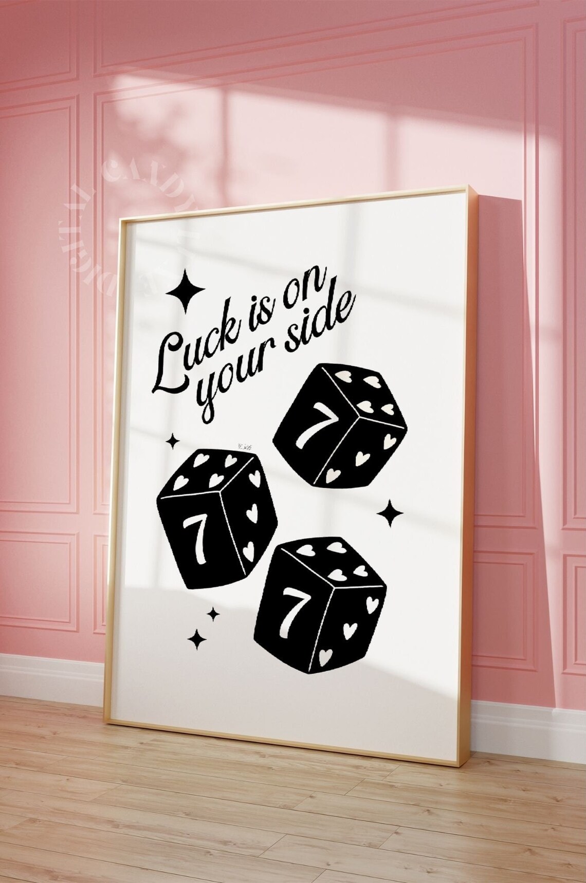 Feeling Lucky Dice Wall Art, Retro Bar Print