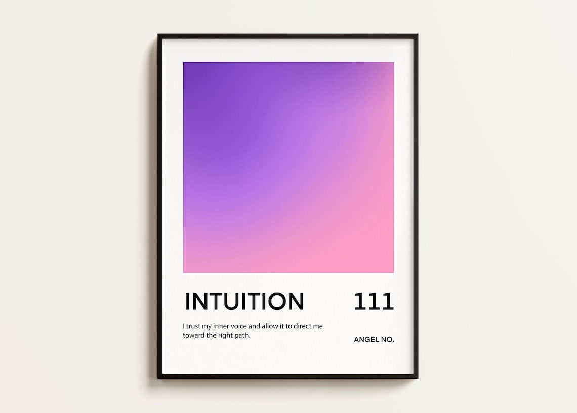 111 Intuition Aura Poster, Angel Number Affirmation