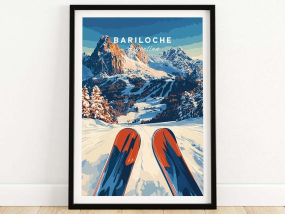 Bariloche Print Argentina Ski Print Bariloche Travel Print Wall Art Bariloche Wall Hanging Home Decor Gift Art Lovers Argentina Wall Art
