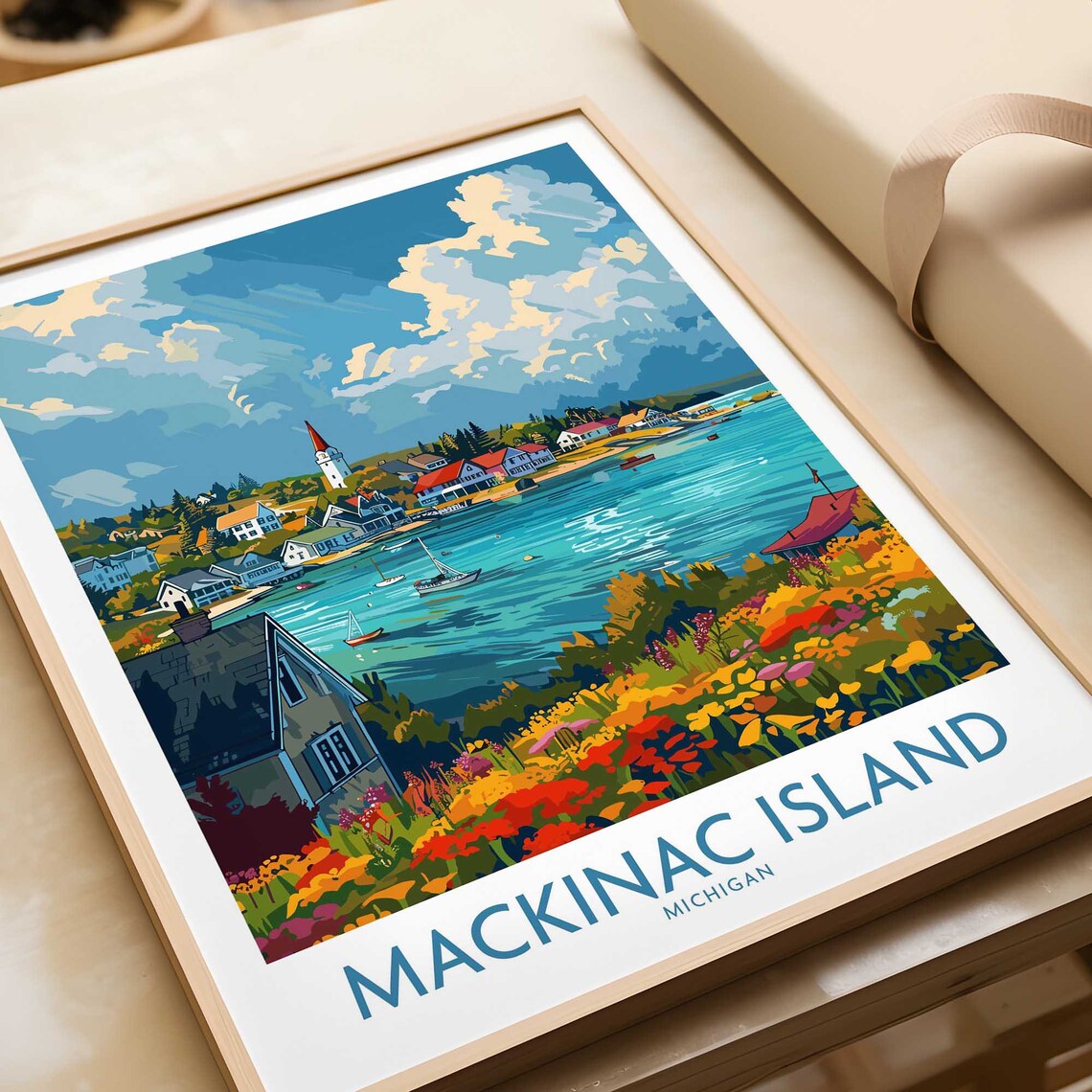 Mackinac Island Travel Poster, Lake Huron Artwork