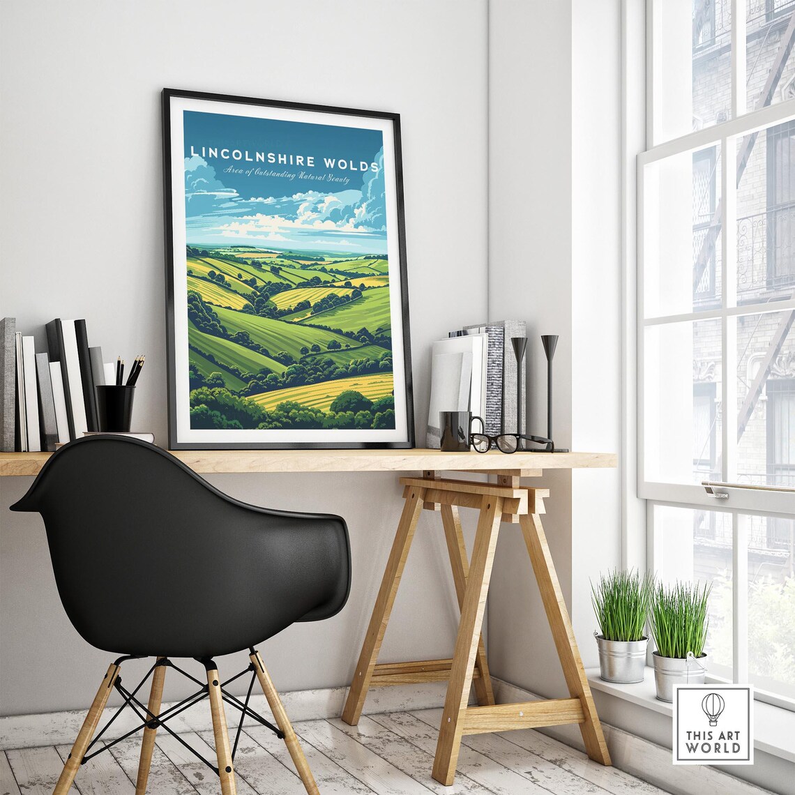 Lincolnshire Wolds Travel Print Area Of Outstanding Natural Beauty Lincolnshire Wolds Artwork Poster Gift Home Decor Illustration Art - Image 4