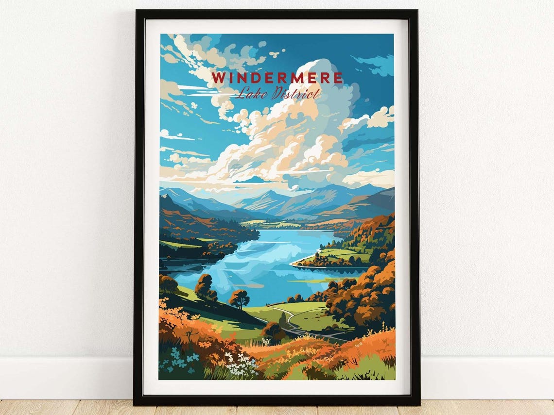 Windermere Lake District England Lake and Fells Panorama Poster