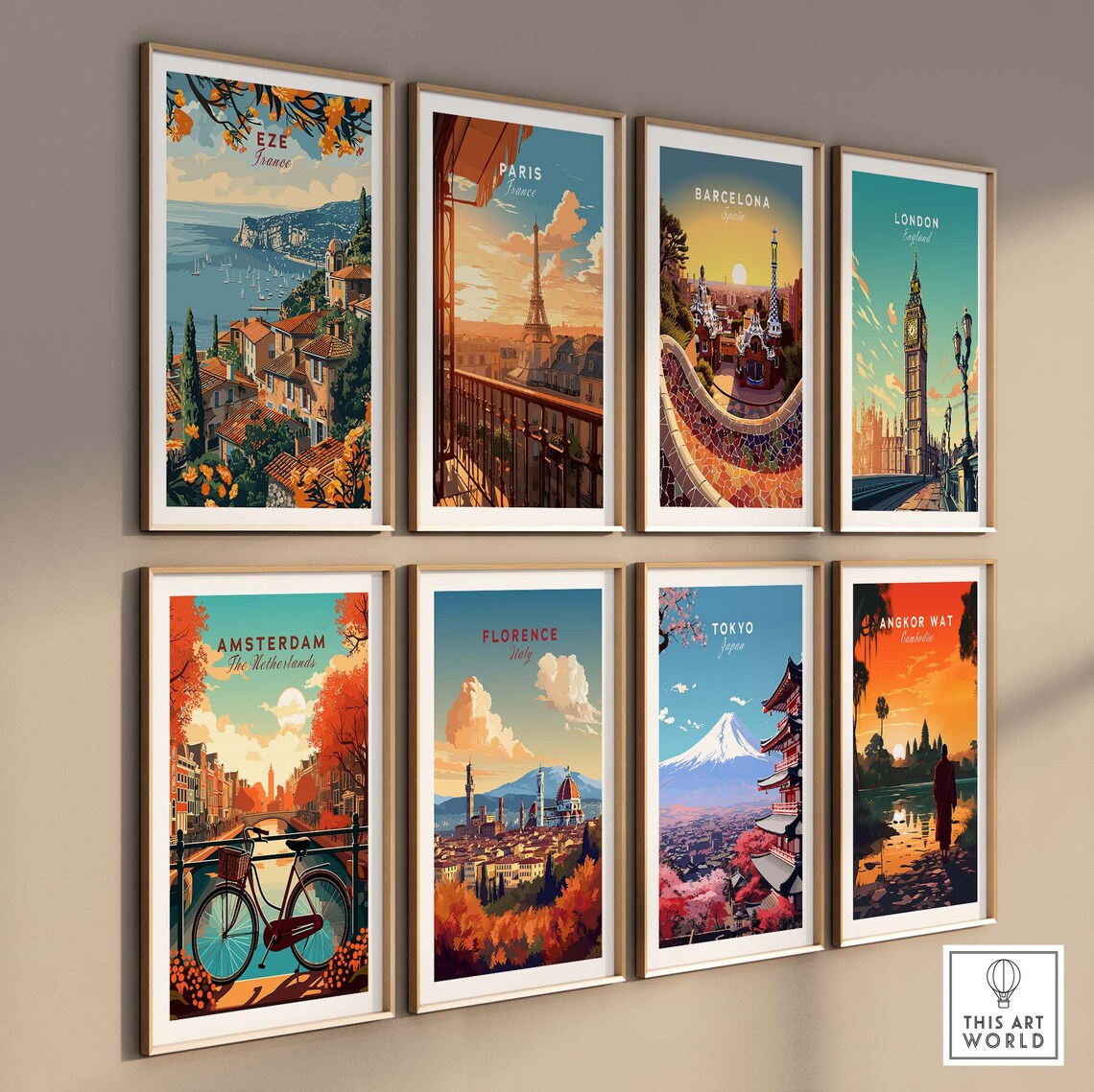 Eze France Hilltop Village Bay Sailboats Orange Blossoms Poster - Image 3
