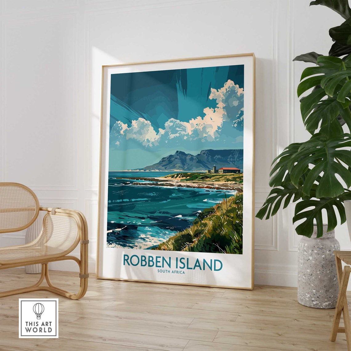Robben Island South Africa Coastal Table Mountain Travel Poster - Image 2