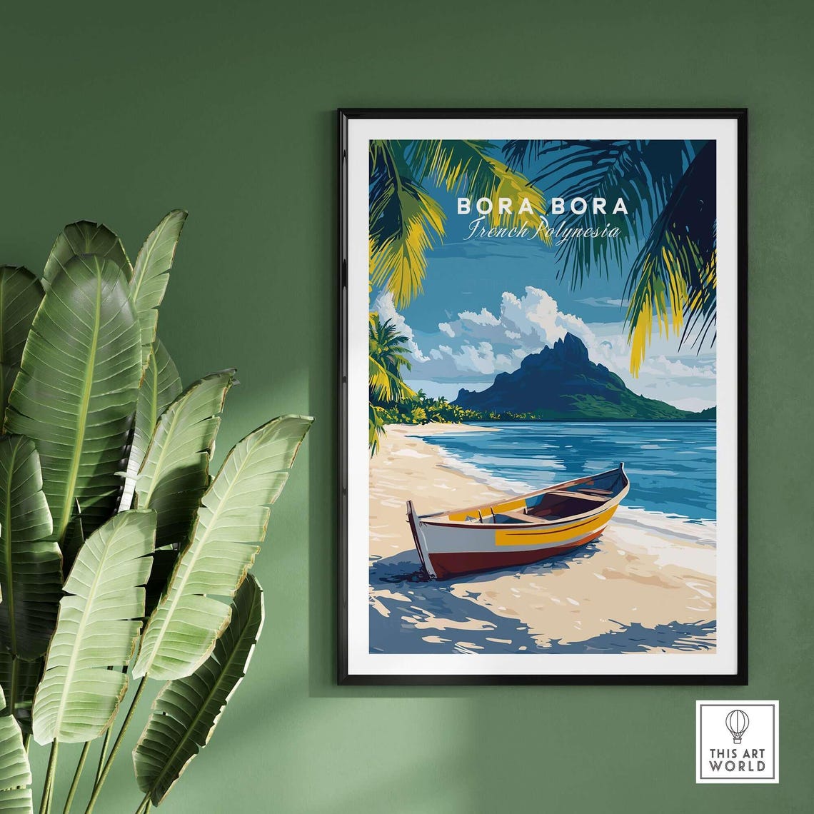Bora Bora French Polynesia Beach Boat Island Peak Travel Poster - Image 2