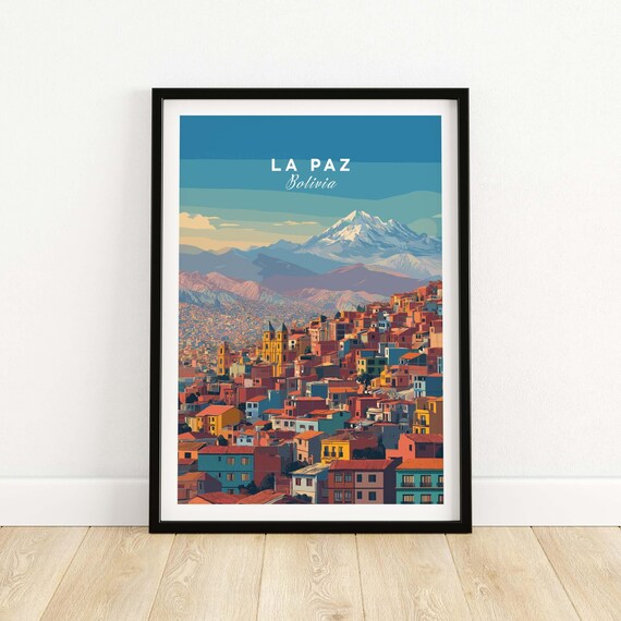 La Paz Bolivia Travel Poster Andes Mountain City Wall Art Print South America Landscape Decor Adventure Home Gift