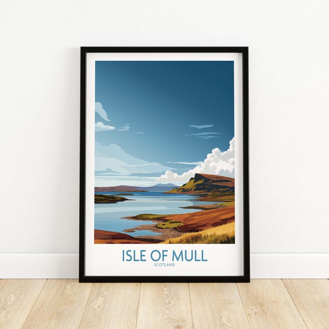 Isle of Mull Scotland Highland Coast Golden Hills Travel Art Poster