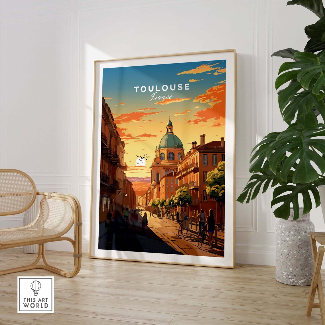 Toulouse France Street Sunset Dome Vintage Travel Poster Art - Image 2