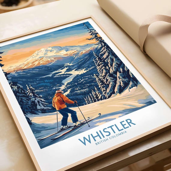 Whistler Ski Art Print, Ski Lodge Winter Decor