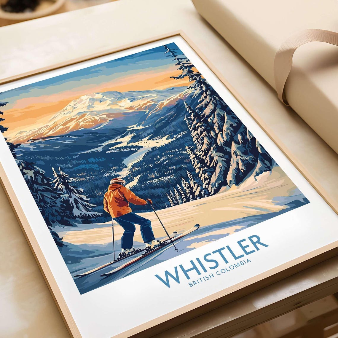 Whistler Ski Art Print, Ski Lodge Winter Decor