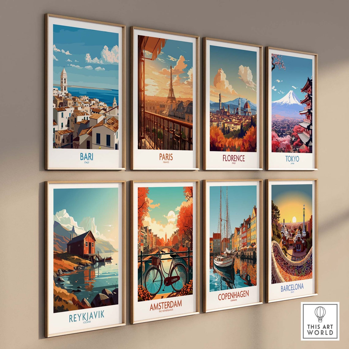 Bari Italy Rooftop Panorama Over Sea White Town Travel Poster - Image 3