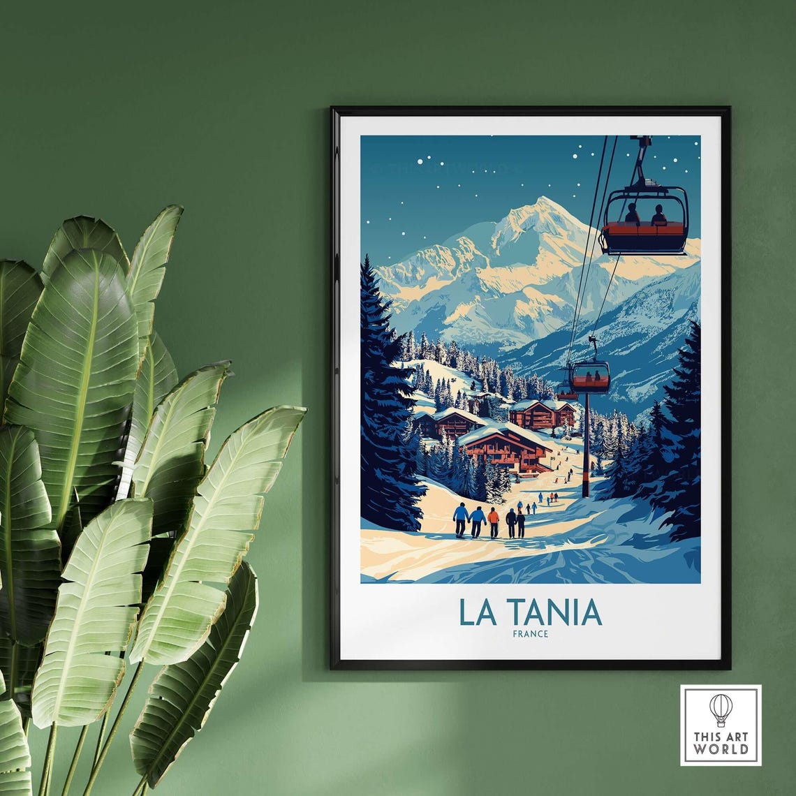La Tania Ski Art Print, Ski Lodge Decor - Image 2