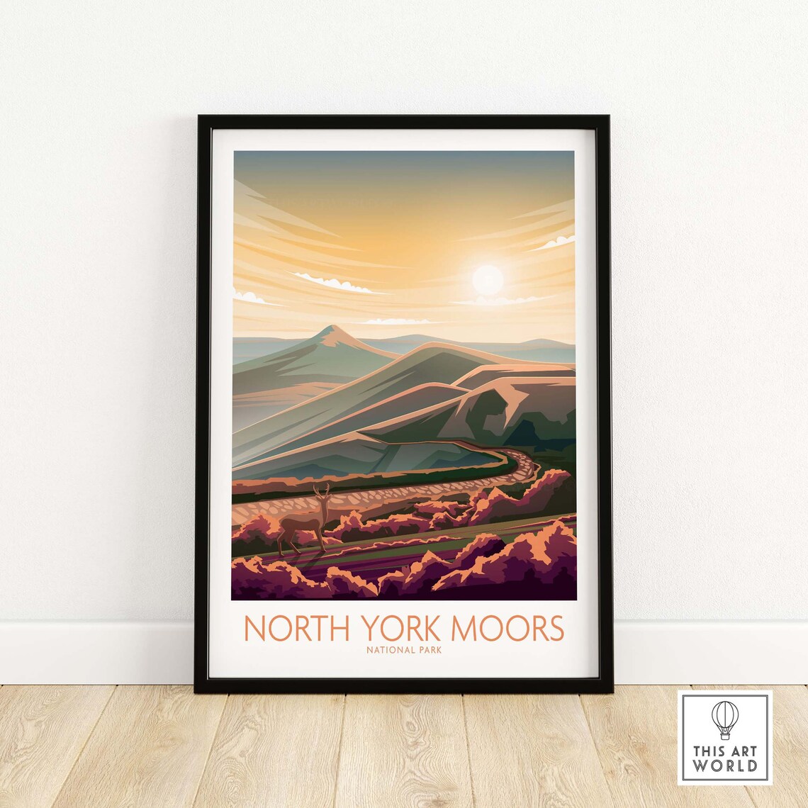 North York Moors Travel Poster, England Nature Print