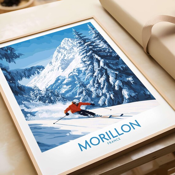Morillon France Ski Resort Downhill Skier Winter Sports Poster