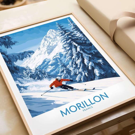 Morillon Wall Art Print France Poster Ski Resort Winter Sports Artwork Adventure Home Decor Skiing Gift For Skier