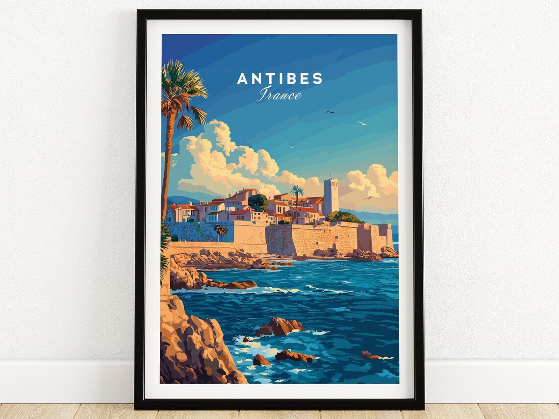 Antibes France Old Town Seaside Coast Vintage Travel Poster Art