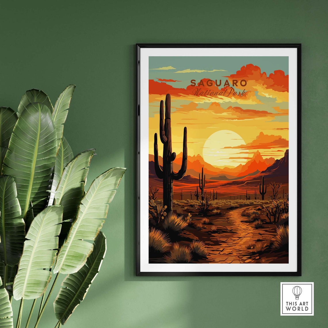 Saguaro National Park Giant Cactus Sunset Desert Scene Poster - Image 2