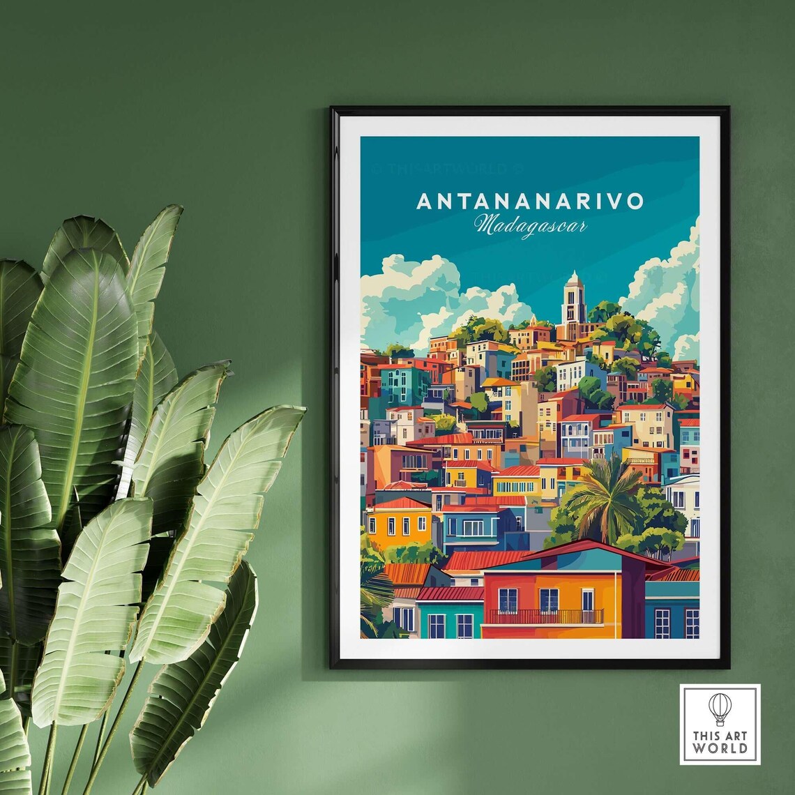 Antananarivo Travel Print, Colorful Skyline Art Print - Image 2