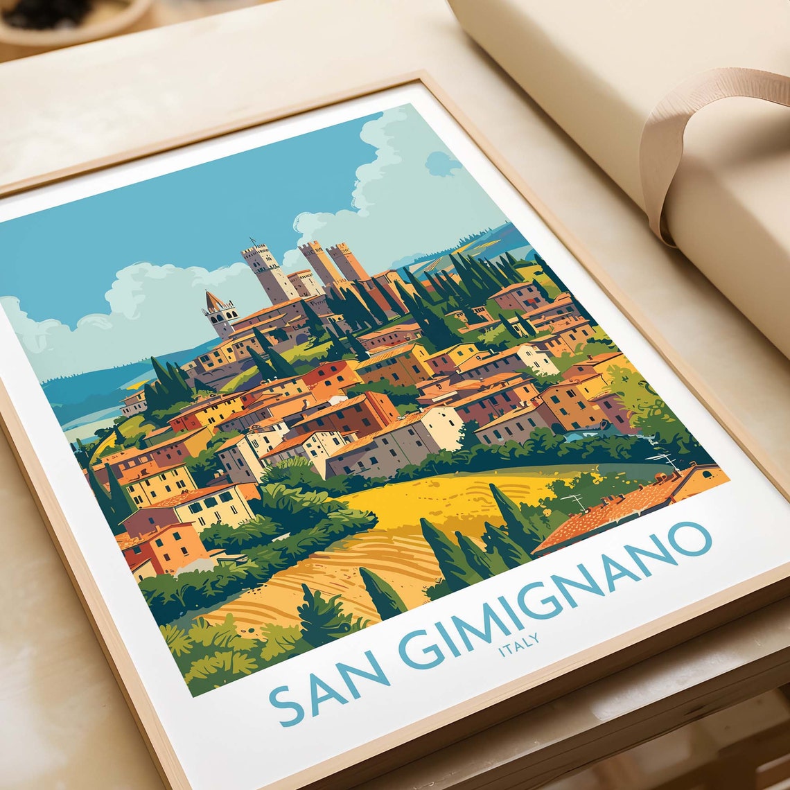 San Gimignano Tuscany Hill Town Cypress Trees Valley View Poster