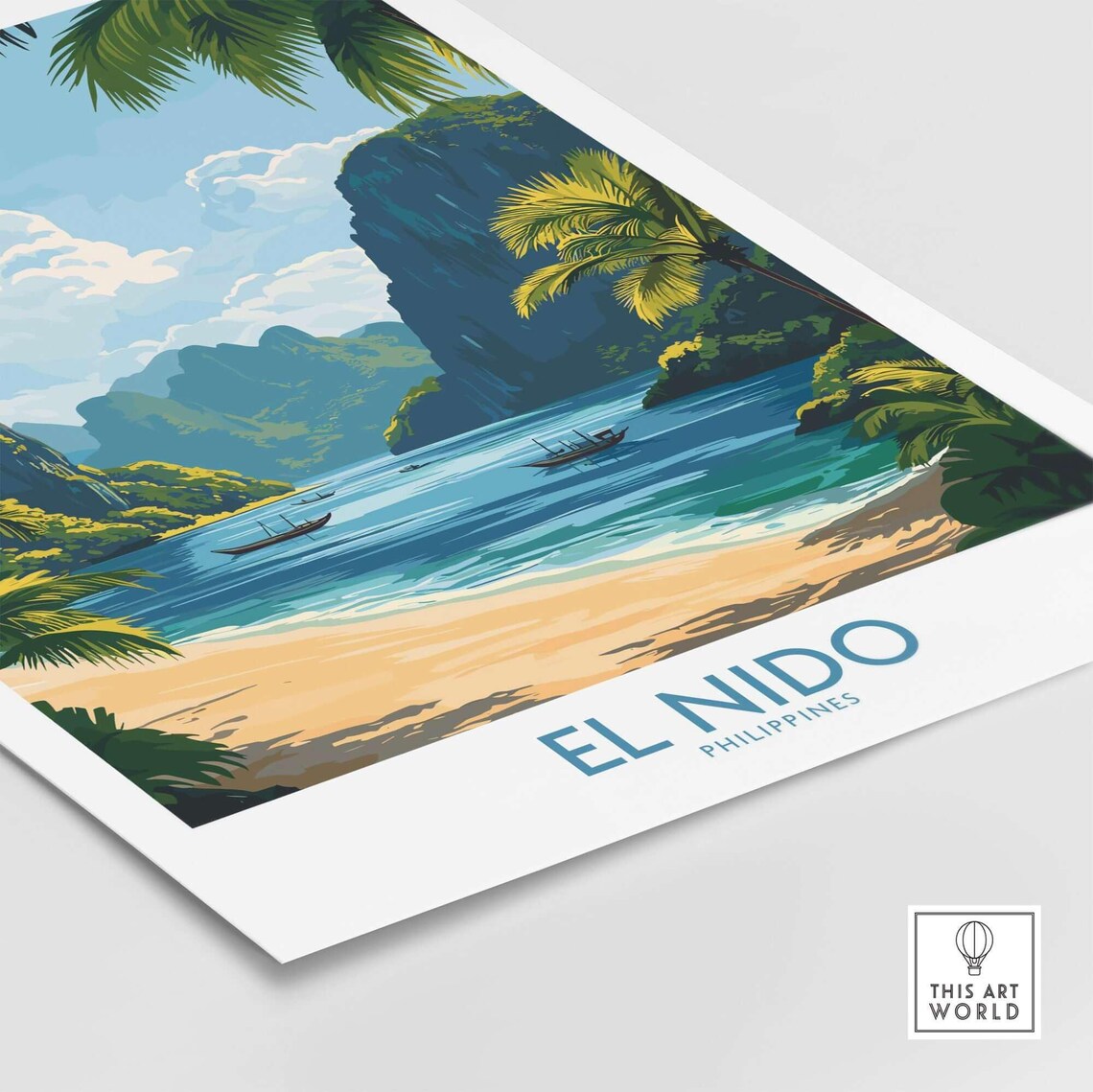 El Nido Philippines Limestone Cliffs Beach Vintage Travel Poster - Image 4