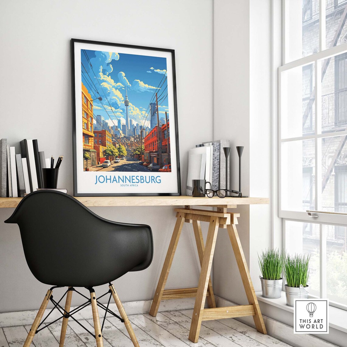Johannesburg South Africa City Street Tower Skyline Art Poster - Image 4