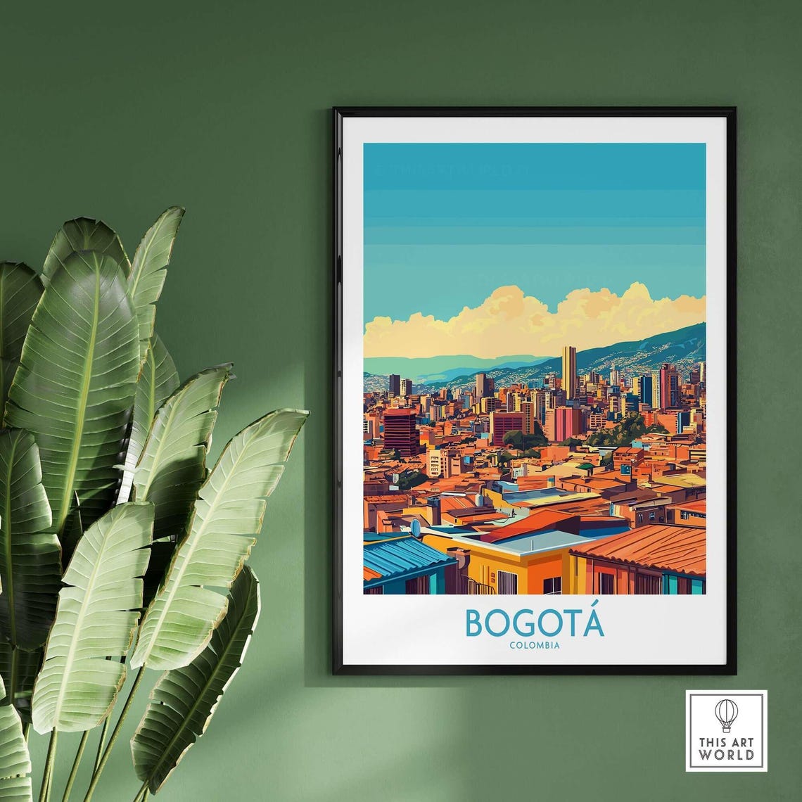 Bogota Colombia City Panorama Orange Rooftops Vintage Travel Poster - Image 2