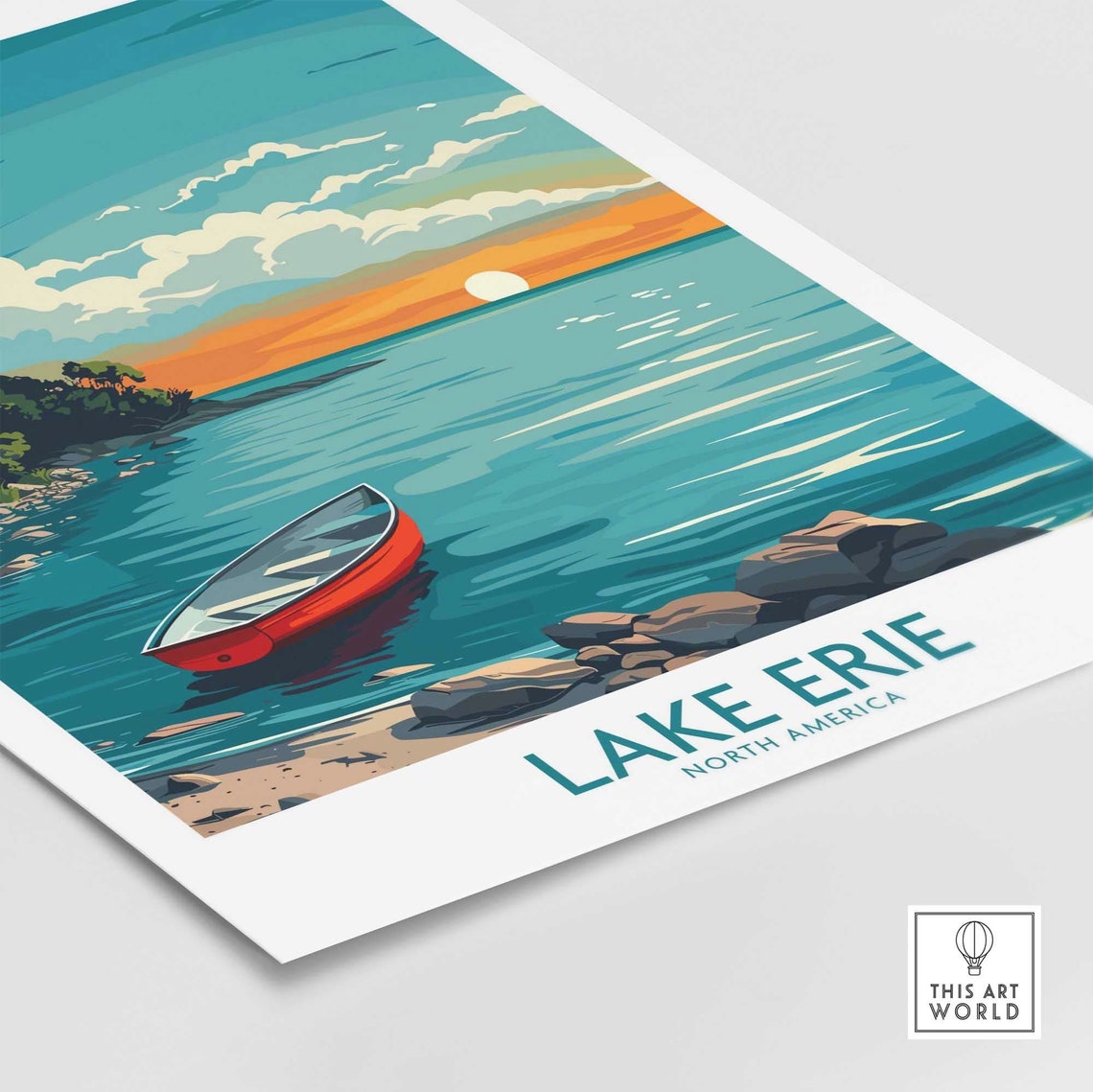 Lake Erie Print Great Lakes Travel Print Lake Erie Wall Art Poster Lake Erie Gift Home Decor Art Lover Gift Lake Erie Artwork - Image 4