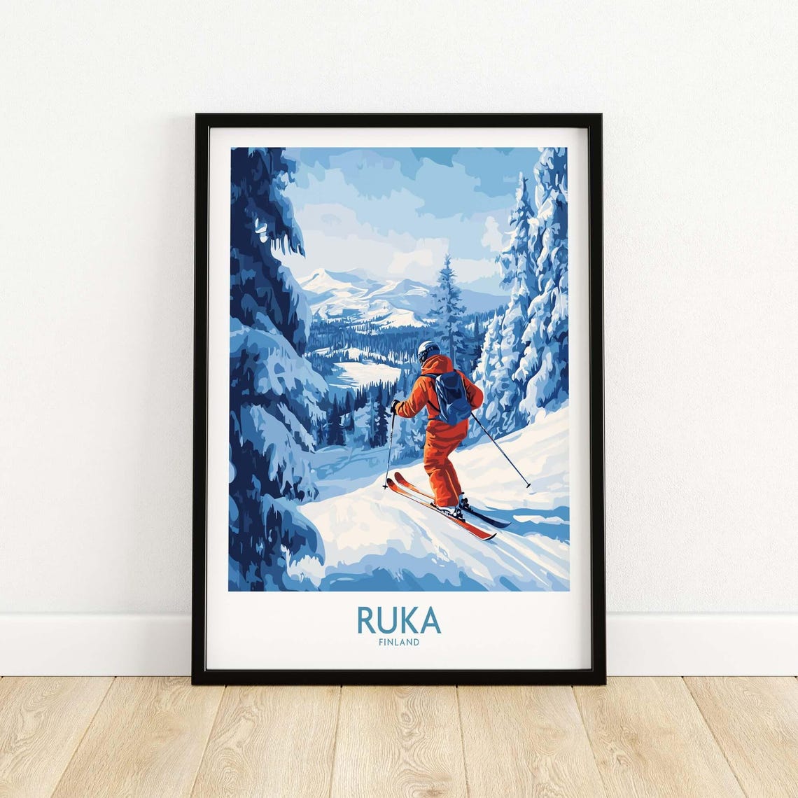 Lapland Ski Scene, Ruka Finland Winter Sports Print - Image 5